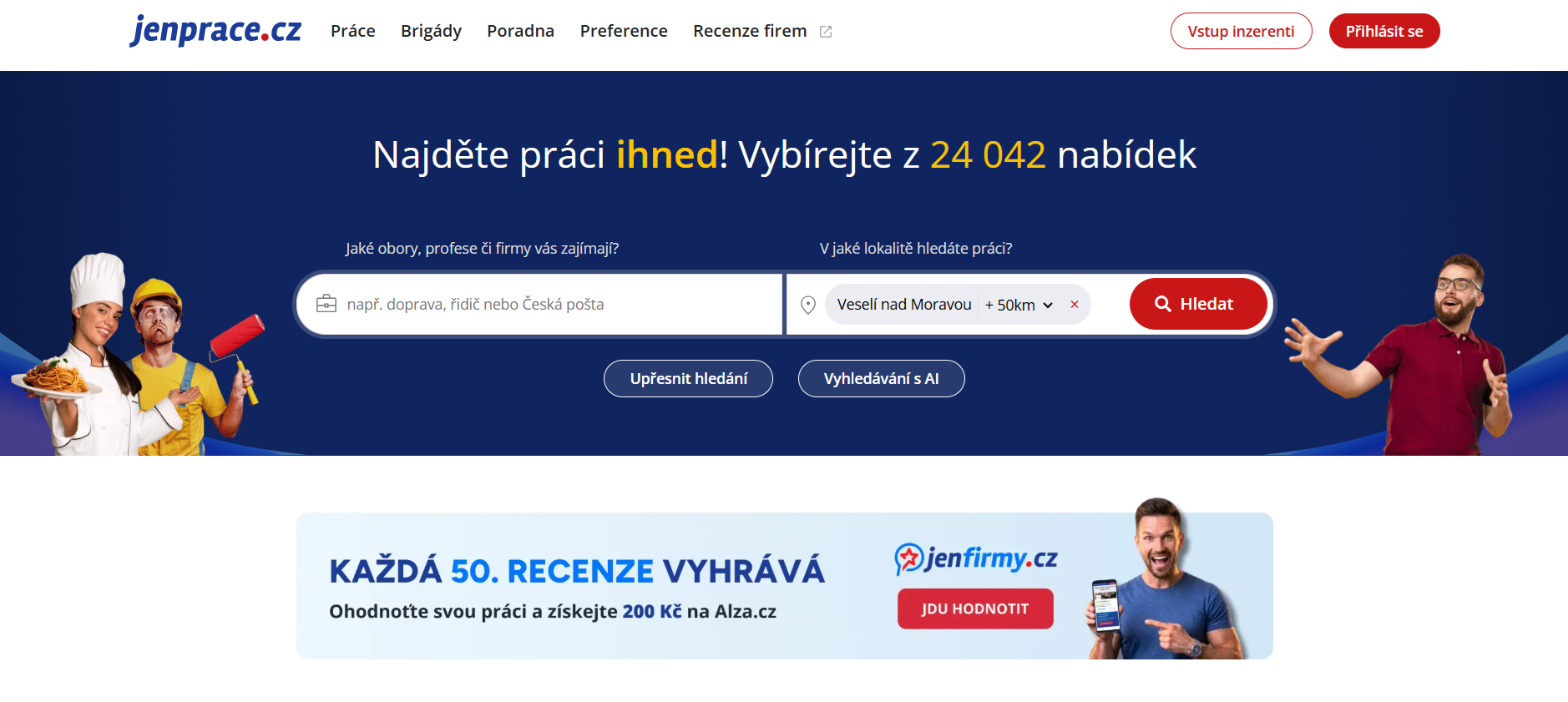 Náhled webu jenprace.cz